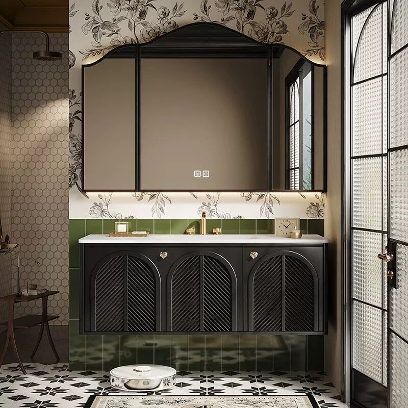 Home Bathroom Vanity Combo - Unique Waterproof Bathroom Mirror Cabinet Wooden