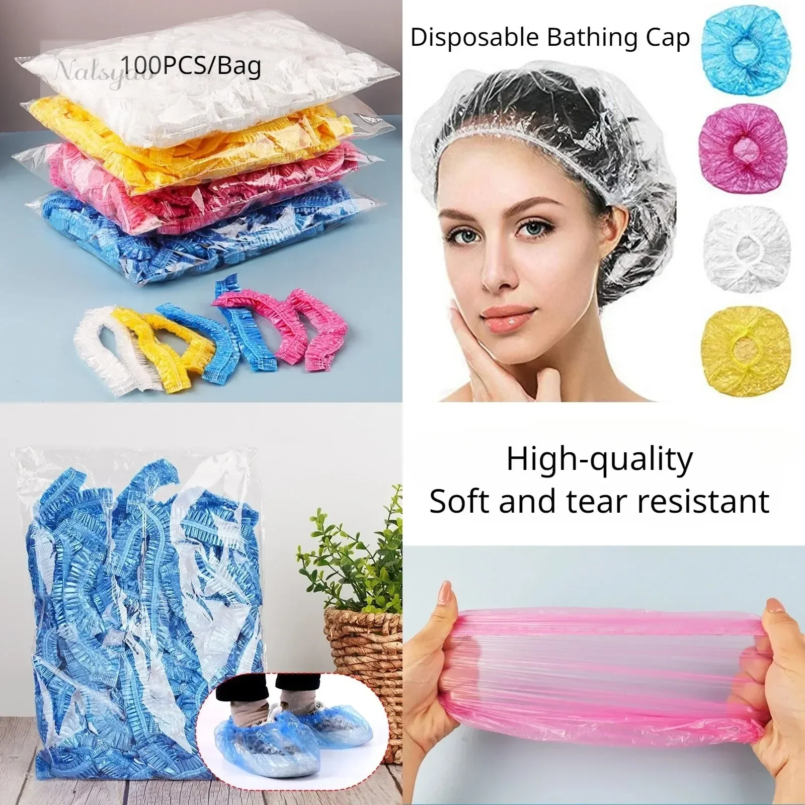 Home Essentials Bathroom Storage - Disposable Shower Cap Covers Transparent Waterproof