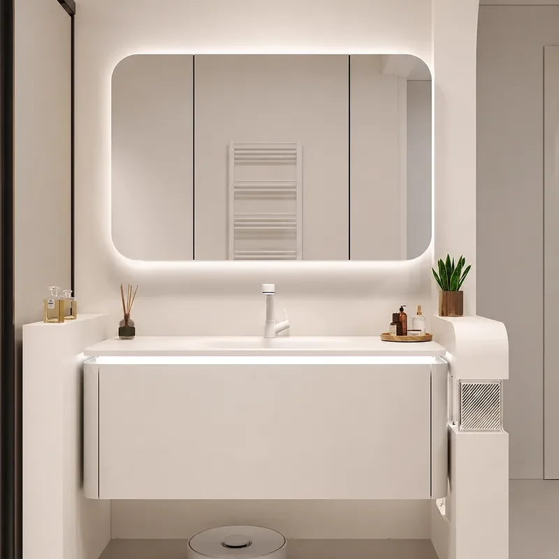 Home Bathroom Vanity Combo - Ceramic Integrated Basin Bathroom Cabinet Combo