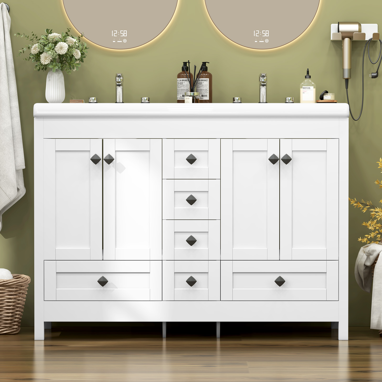 47.3 Inch White Bathroom Vanit - Home Bathroom Vanity Combo review and price