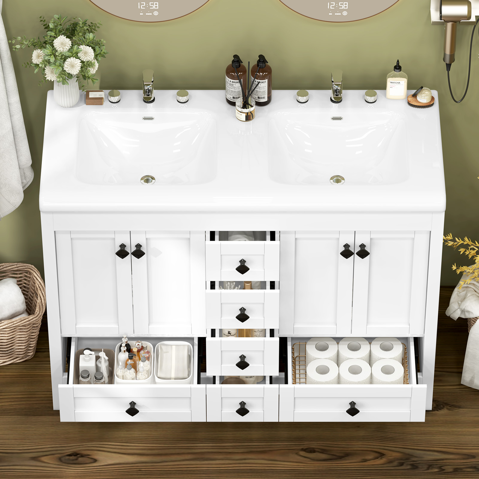 47.3 Inch White Bathroom Vanit - Home Bathroom Vanity Combo review and price