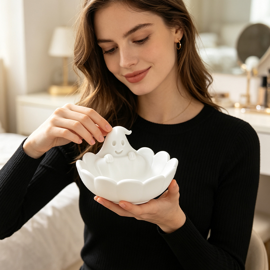 Matte White 3D Cute Ghost-Shap - Home Essentials Bathroom Storage review and price